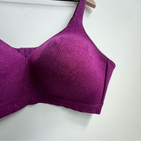 Cacique 46C lightly lined No-Wire Bra Maroon Purple Lane Bryant Support - Picture 3 of 8